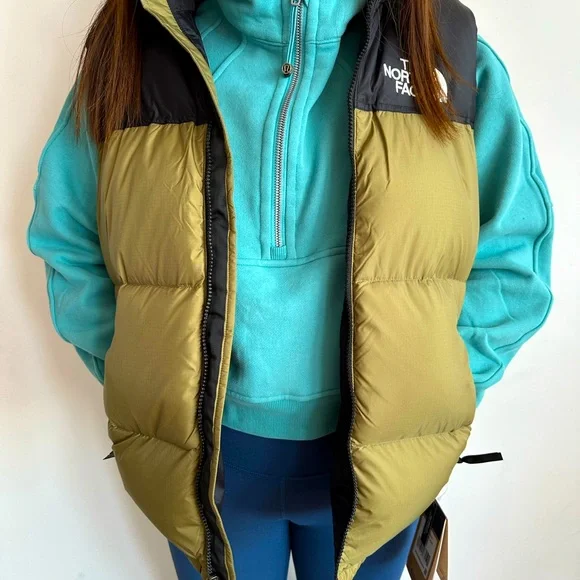 New The North Face Puffer Nuptse vest olivegreen 700 series unisex Large USA